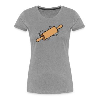 Rolling Pin Rolling Dough Roll Baking - Women's Premium Organic T-Shirt - heather grey - Front - Mia (176cm)