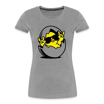 Rock Chick – Cool Chick dans un œuf - T-shirt bio Premium Femme - gris chiné - Devant - Mia (176cm)