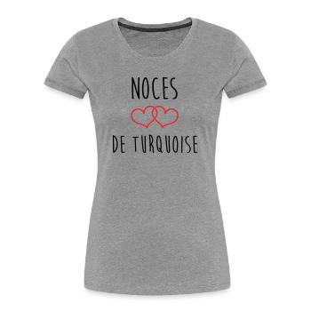 Türkis Hochzeit 18 Jahre Ehe - Frauen Premium Bio T-Shirt - Grau meliert - Vorne - Mia (176cm)