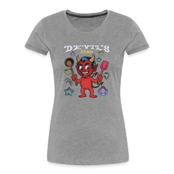 Diable de la cuisine de Devil’s Kitchen - T-shirt bio Premium Femme - gris chiné - Devant - Mia (176cm)