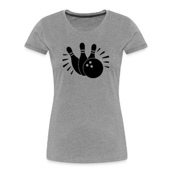 Bowlingkugel und Kegel - Frauen Premium Bio T-Shirt - Grau meliert - Vorne - Mia (176cm)