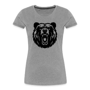Russian Grizzly Bear – Strong Motive! - Women's Premium Organic T-Shirt - heather grey - Front - Mia (176cm)