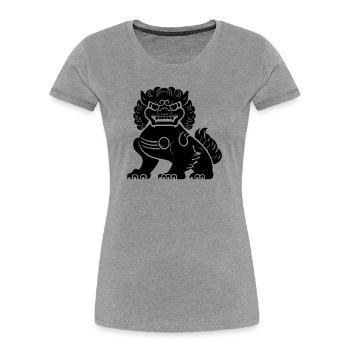Chinese Lion - Women's Premium Organic T-Shirt - heather grey - Front - Mia (176cm)