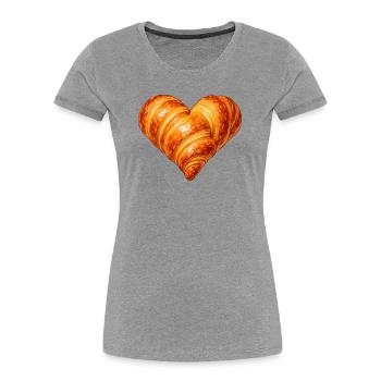 Illustration de croissant en forme de cœur - T-shirt bio Premium Femme - gris chiné - Devant - Mia (176cm)