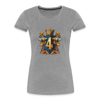 4 Nombre d’armoiries - T-shirt bio Premium Femme - gris chiné - Devant - Mia (176cm)