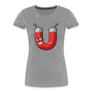 Angry Magnet Cartoon with Screws - Women's Premium Organic T-Shirt - heather grey - Front - Mia (176cm)