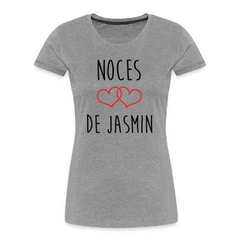 Hochzeitstag – Jasmine-Hochzeit (66 Jahre) - Frauen Premium Bio T-Shirt - Grau meliert - Vorne - Mia (176cm)