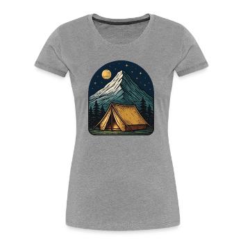 Moonlit night at the mountain tent - Women's Premium Organic T-Shirt - heather grey - Front - Mia (176cm)