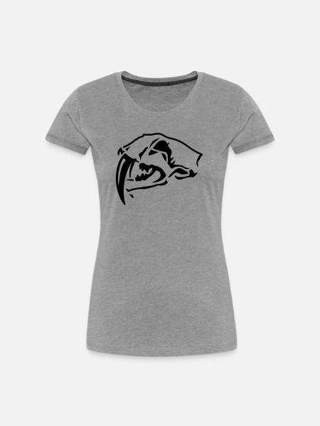 Säbelzahntiger Totenkopf - Frauen Premium Bio T-Shirt - Grau meliert