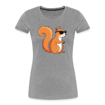 Schicke Eichhörnchen-Sonnenbrille - Frauen Premium Bio T-Shirt - Grau meliert - Vorne - Mia (176cm)