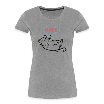 Lachende Katze Nope Mittelfinger - Frauen Premium Bio T-Shirt - Grau meliert - Vorne - Mia (176cm)