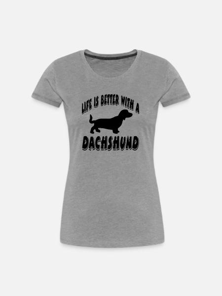 Dackel - Frauen Premium Bio T-Shirt - Grau meliert