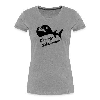 Bataille Poisson Fantasma 2 - T-shirt bio Premium Femme - gris chiné - Devant - Mia (176cm)