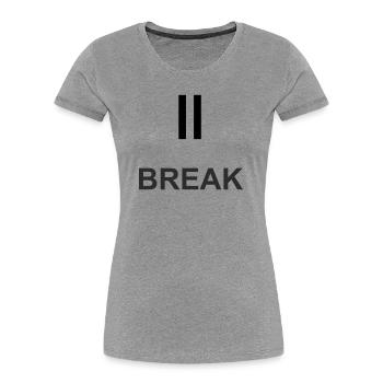 Signe pause « PASE » – travail minimaliste & ch - T-shirt bio Premium Femme - gris chiné - Devant - Mia (176cm)