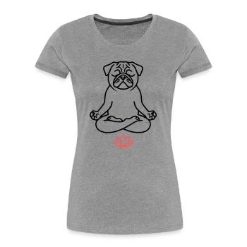 Pug Yoga Meditation Outline - Women's Premium Organic T-Shirt - heather grey - Front - Mia (176cm)