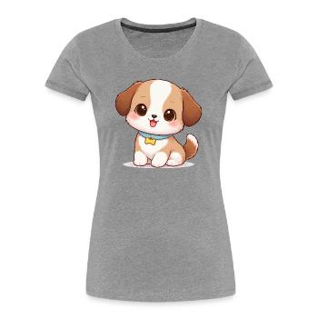 Dog Cute Comic - Women's Premium Organic T-Shirt - heather grey - Front - Mia (176cm)