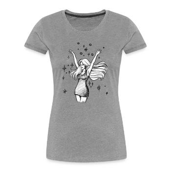 Autonomisation de la femme dansante - Illustration - T-shirt bio Premium Femme - gris chiné - Devant - Mia (176cm)