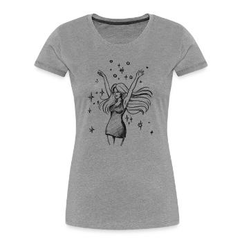 Autonomisation de la femme dansante - Illustration - T-shirt bio Premium Femme - gris chiné - Devant - Mia (176cm)
