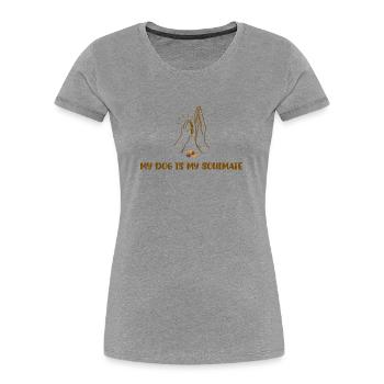 MY DOG IS MY SOULMATE - Frauen Premium Bio T-Shirt - Grau meliert - Vorne - Mia (176cm)