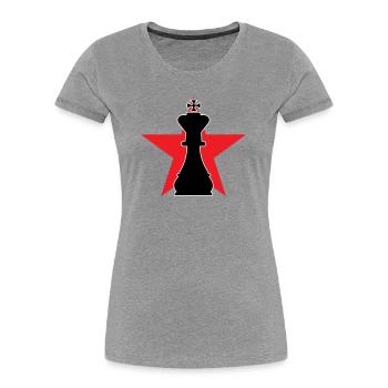 Stratège Grand Maître Étoile Rouge - T-shirt bio Premium Femme - gris chiné - Devant - Mia (176cm)