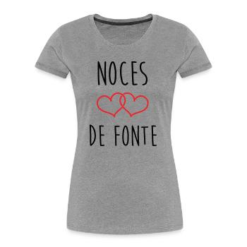 noces de Fonte 73 ans de mariage - T-shirt bio Premium Femme - gris chiné - Devant - Mia (176cm)