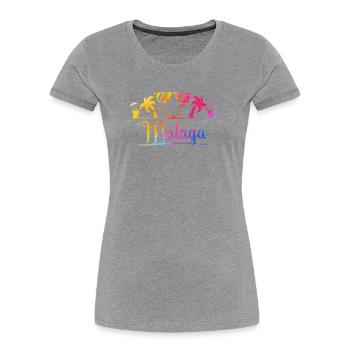 Málaga Tropical Palm Sunglasses - Women's Premium Organic T-Shirt - heather grey - Front - Mia (176cm)