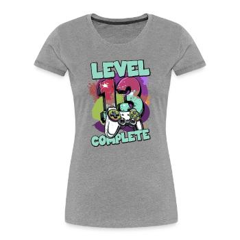 Level 13 Complete Gaming Splash Jahre alt - Frauen Premium Bio T-Shirt - Grau meliert - Vorne - Mia (176cm)