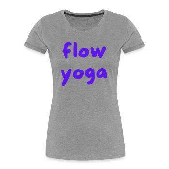 Flow Yoga Handlettering Purpur - Frauen Premium Bio T-Shirt - Grau meliert - Vorne - Mia (176cm)