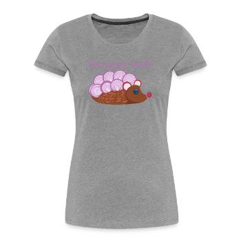 Der Mettigel: Feinstes Mett! (Nr.2) - Frauen Premium Bio T-Shirt - Grau meliert - Vorne - Mia (176cm)