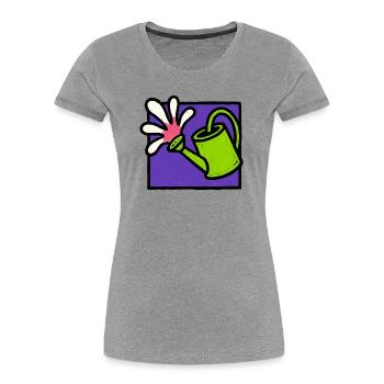 Nature Botanical Floral Watering Can - Women's Premium Organic T-Shirt - heather grey - Front - Mia (176cm)