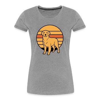 Dog Retriever Retro Sunset - Women's Premium Organic T-Shirt - heather grey - Front - Mia (176cm)