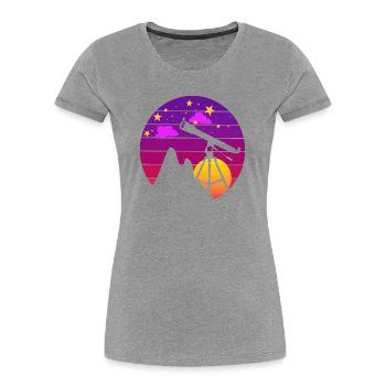 Retro Astronomy Telescope Sunset - Women's Premium Organic T-Shirt - heather grey - Front - Mia (176cm)