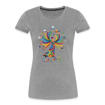 Alleskönner bunte Mehrarmfigur viele Arme Genie - Frauen Premium Bio T-Shirt - Grau meliert - Vorne - Mia (176cm)
