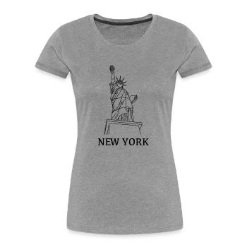 New_York_schwarz - Frauen Premium Bio T-Shirt - Grau meliert - Vorne - Mia (176cm)