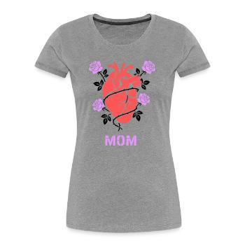 Anatomical Heart Roses Mom - Women's Premium Organic T-Shirt - heather grey - Front - Mia (176cm)