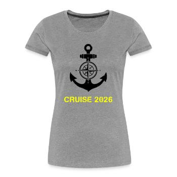 Cruise 2026 Anker Kompass - Frauen Premium Bio T-Shirt - Grau meliert - Vorne - Mia (176cm)