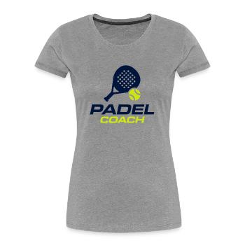 Design du maillot du Padel Coach Sports Club - T-shirt bio Premium Femme - gris chiné - Devant - Mia (176cm)