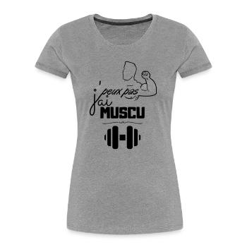 Musculation Vintage Minimal - T-shirt bio Premium Femme - gris chiné - Devant - Mia (176cm)