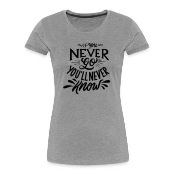 Sentence positive - T-shirt bio Premium Femme - gris chiné - Devant - Mia (176cm)