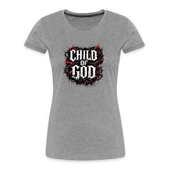 Child of God - Frauen Premium Bio T-Shirt - Grau meliert - Vorne - Mia (176cm)