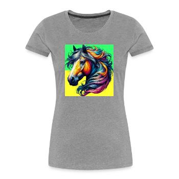 cheval - T-shirt bio Premium Femme - gris chiné - Devant - Mia (176cm)