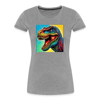 dinosaure - T-shirt bio Premium Femme - gris chiné - Devant - Mia (176cm)