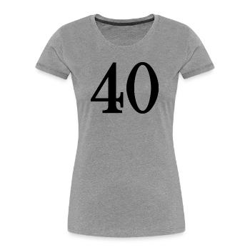 40. 40 ANS. 40e ANNIVERSAIRE. ANNIVERSAIRE 40 ANS. - T-shirt bio Premium Femme - gris chiné - Devant - Mia (176cm)