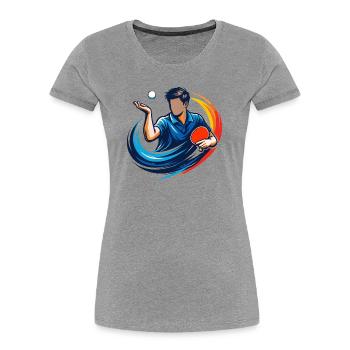 Tischtennis Aufschlag Shirt Ping Pong Spieler   - Frauen Premium Bio T-Shirt - Grau meliert - Vorne - Mia (176cm)