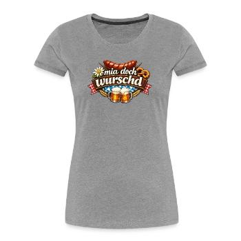 Mia Doch Wurschd - Frauen Premium Bio T-Shirt - Grau meliert - Vorne - Mia (176cm)