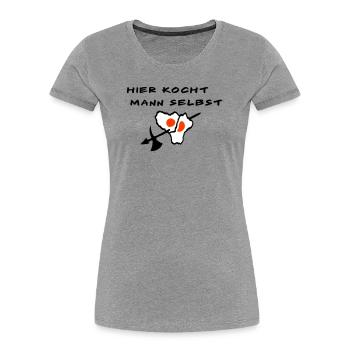 Koch - Frauen Premium Bio T-Shirt - Grau meliert - Vorne - Mia (176cm)