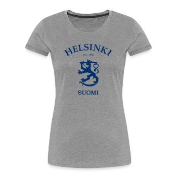 Helsinki Suomi Finland Finnland - Frauen Premium Bio T-Shirt - Grau meliert - Vorne - Mia (176cm)