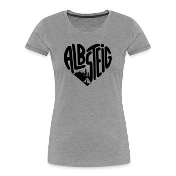 Albsteig Herz Wandern - Frauen Premium Bio T-Shirt - Grau meliert - Vorne - Mia (176cm)