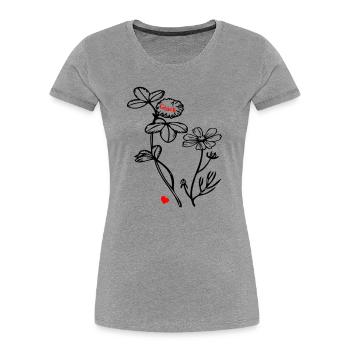 Wildblumen - Frauen Premium Bio T-Shirt - Grau meliert - Vorne - Mia (176cm)