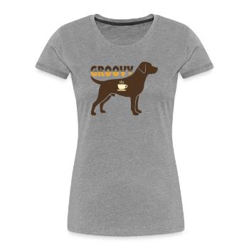 Groovy Dog Retriever Retro - Women's Premium Organic T-Shirt - heather grey - Front - Mia (176cm)